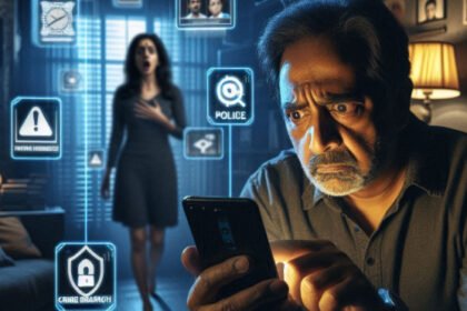 Man receives a fake police video call as part of a cyber sextortion scam in India.